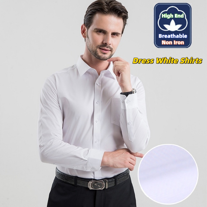 High End Men'S Formal Wear - Kemeja Pria Bisnis Putih Lengan Panjang