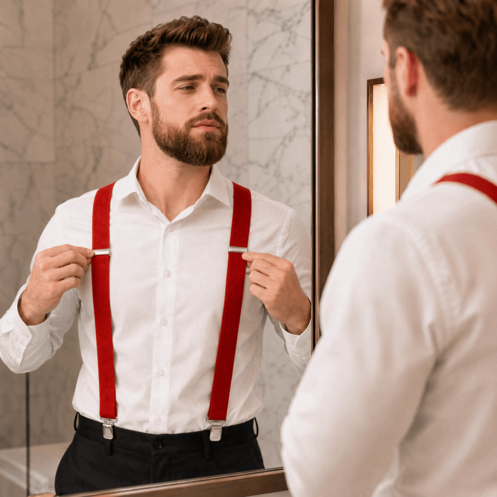 Suspender Clip Formal - Penyangga Celana Elastis Heavy Duty, Dapat