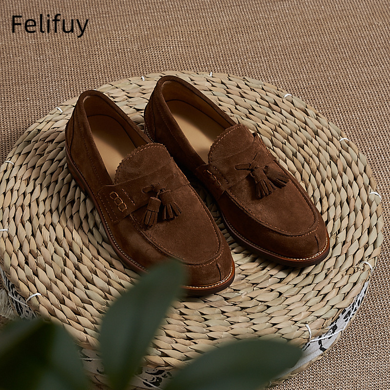 Men Formal Wear Wedding - Sepatu Loafer Pria Cokelat Baru Bahan