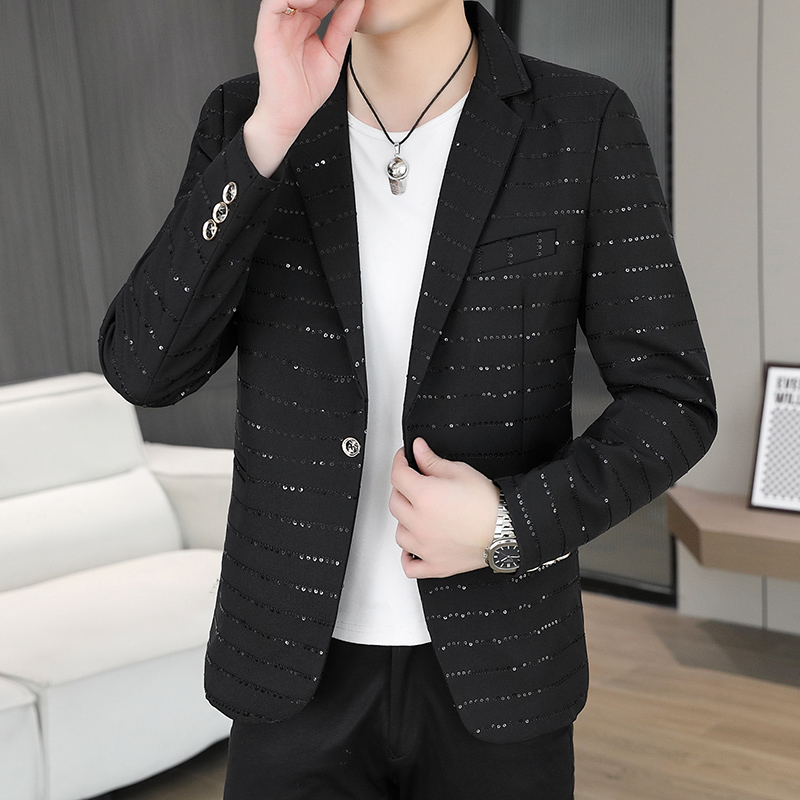 High End Men'S Formal Wear - Blazer Pria Berpayet Gaya Berlian Mewah