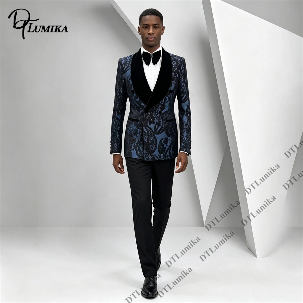 Men Formal Wear Pants - Setelan Tuxedo Jacquard Paisley Dua Potong,
