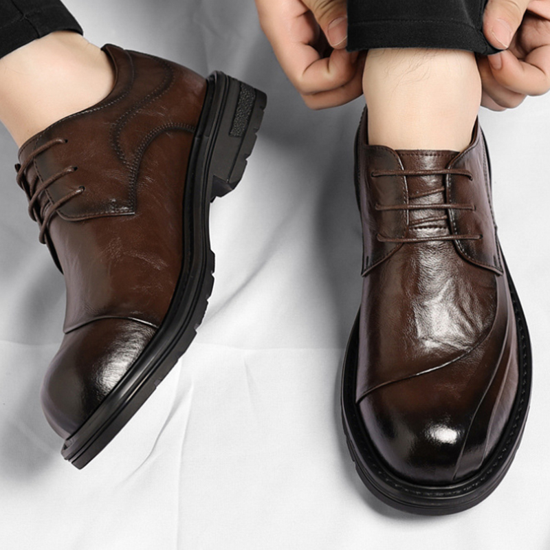 Sepatu Kulit Asli Coklat Mengk - Men Formal Wear Wedding ulasan dan harga