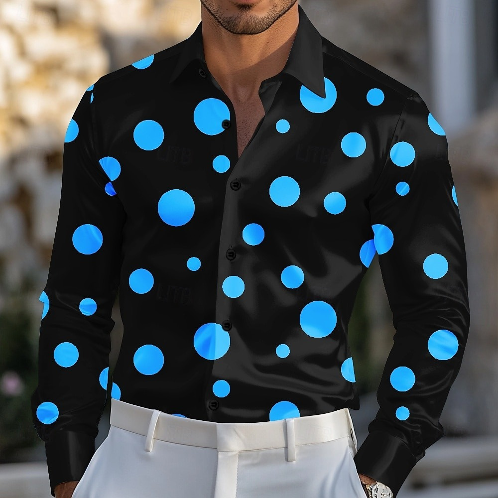 Kemeja Pria Motif Polka Dot Ge - Men Formal Party Wear Shirt ulasan dan harga