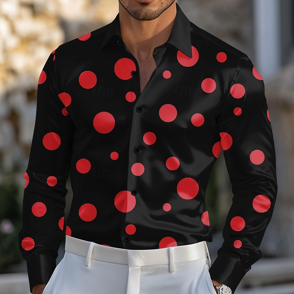 Kemeja Pria Motif Polka Dot Ge - Men Formal Party Wear Shirt ulasan dan harga