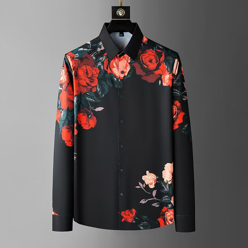 Kemeja lengan panjang motif bu - Men Formal Party Wear Shirt ulasan dan harga