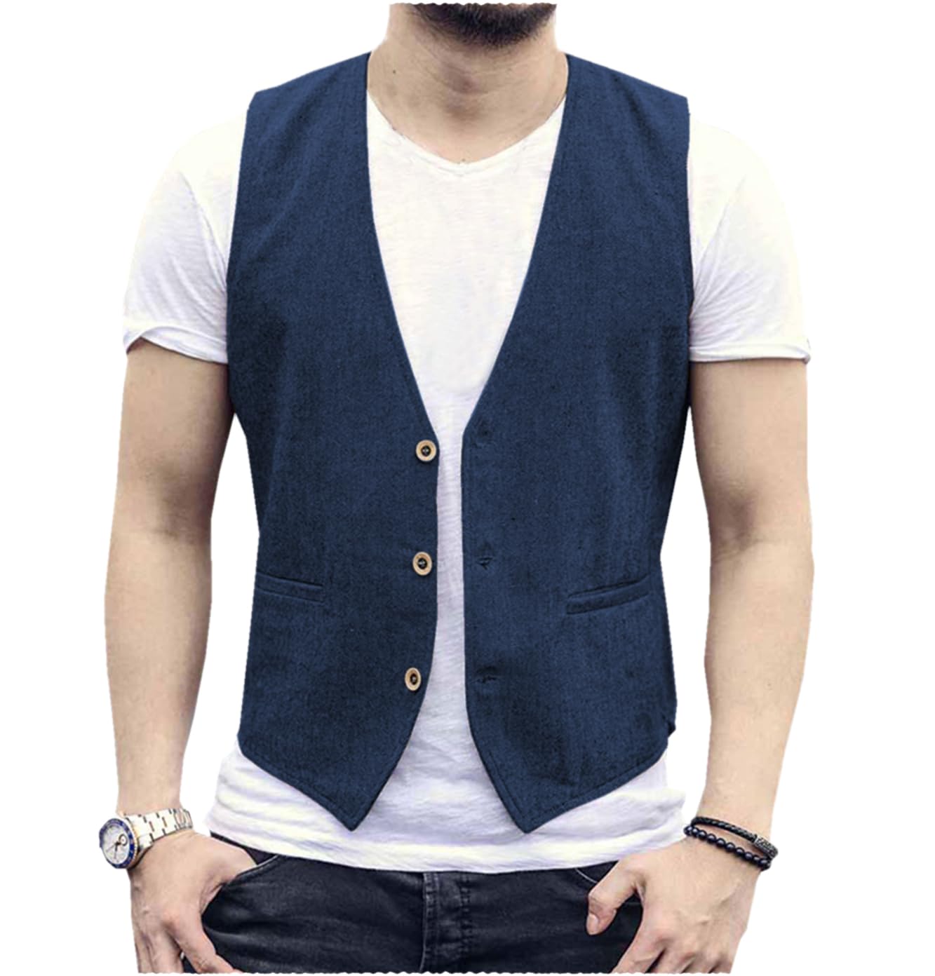 Rompi Pria Linen Rompi Solid P - Men Formal Wear Wedding ulasan dan harga